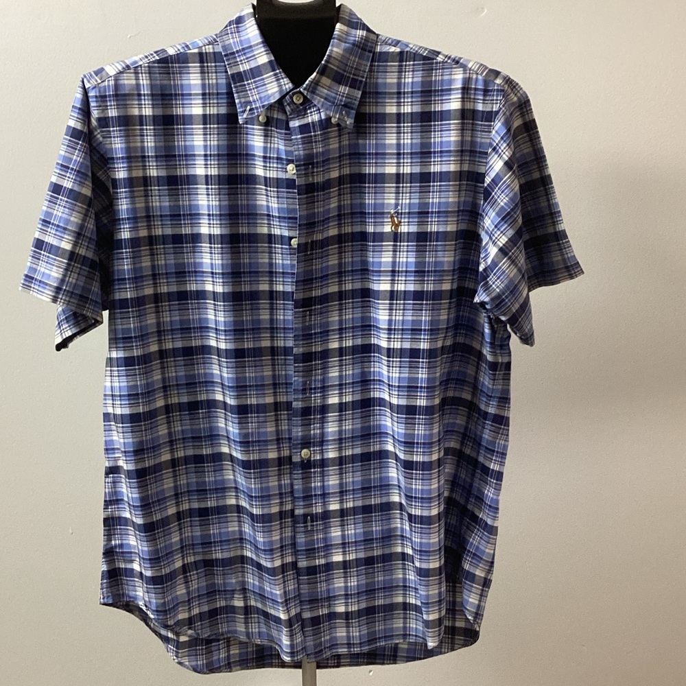Polo Ralph Lauren Blue and White Plaid Button Down Shirt